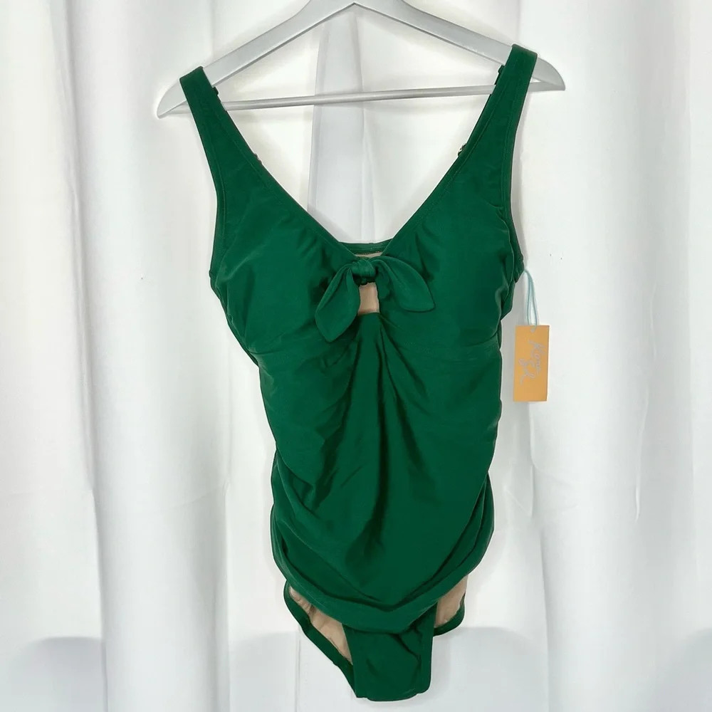 ❗️NWT❗️KONA SOL Ruched Tie Front Swimsuit D